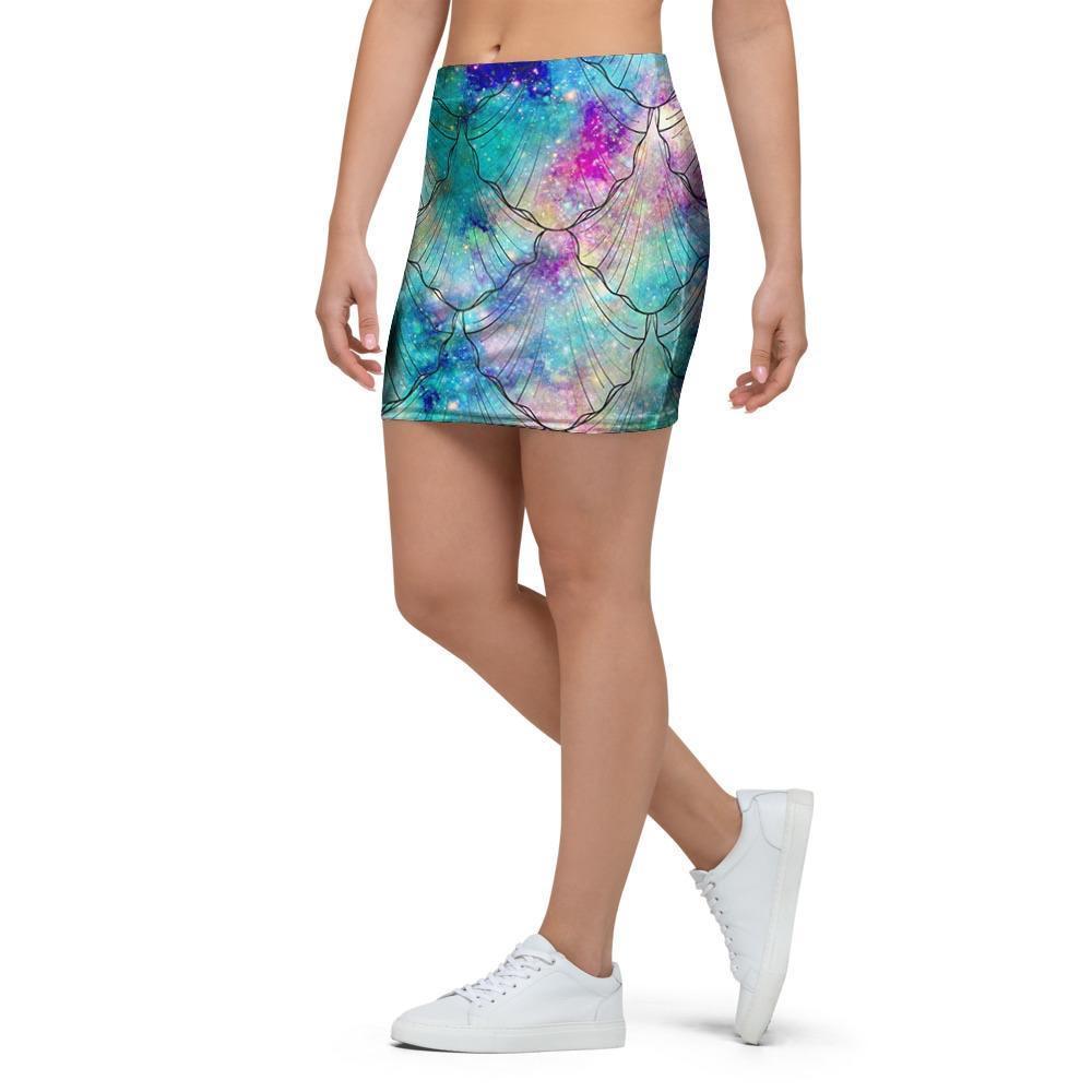 Mermaid Galaxy Print Mini Skirt-grizzshop