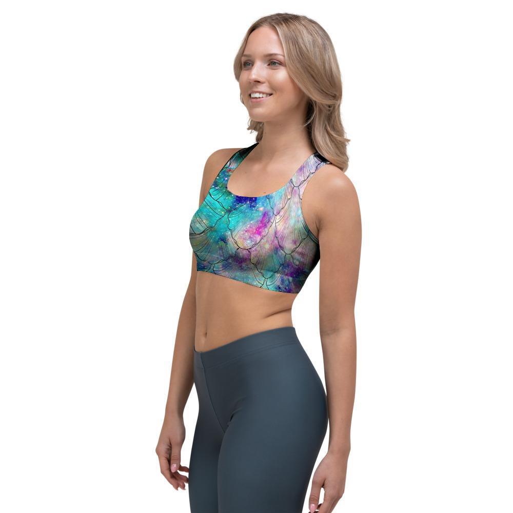 Mermaid Galaxy Print Sports Bra-grizzshop