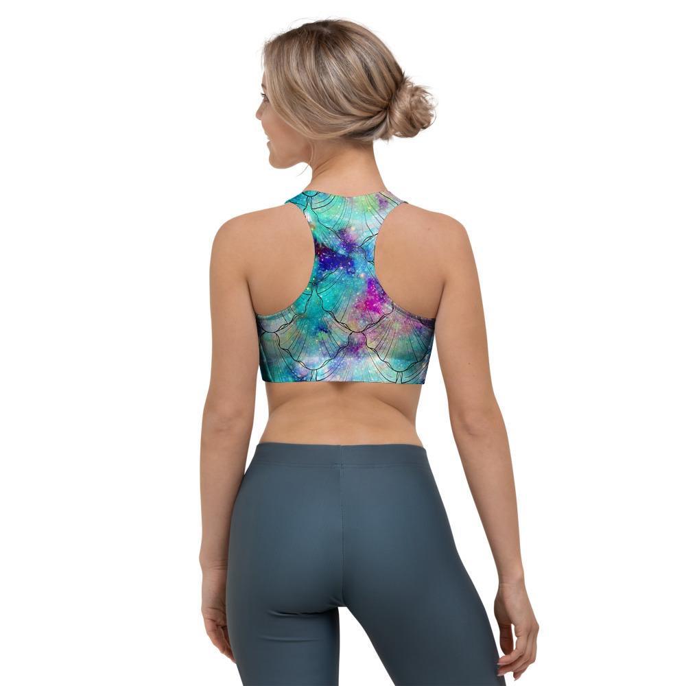 Mermaid Galaxy Print Sports Bra-grizzshop