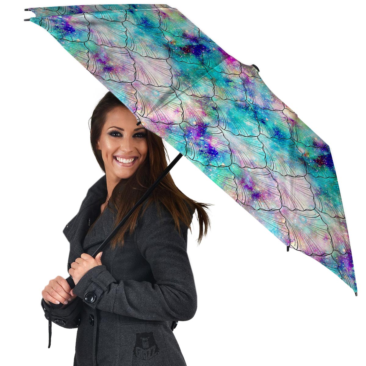 Mermaid Galaxy Print Umbrella-grizzshop