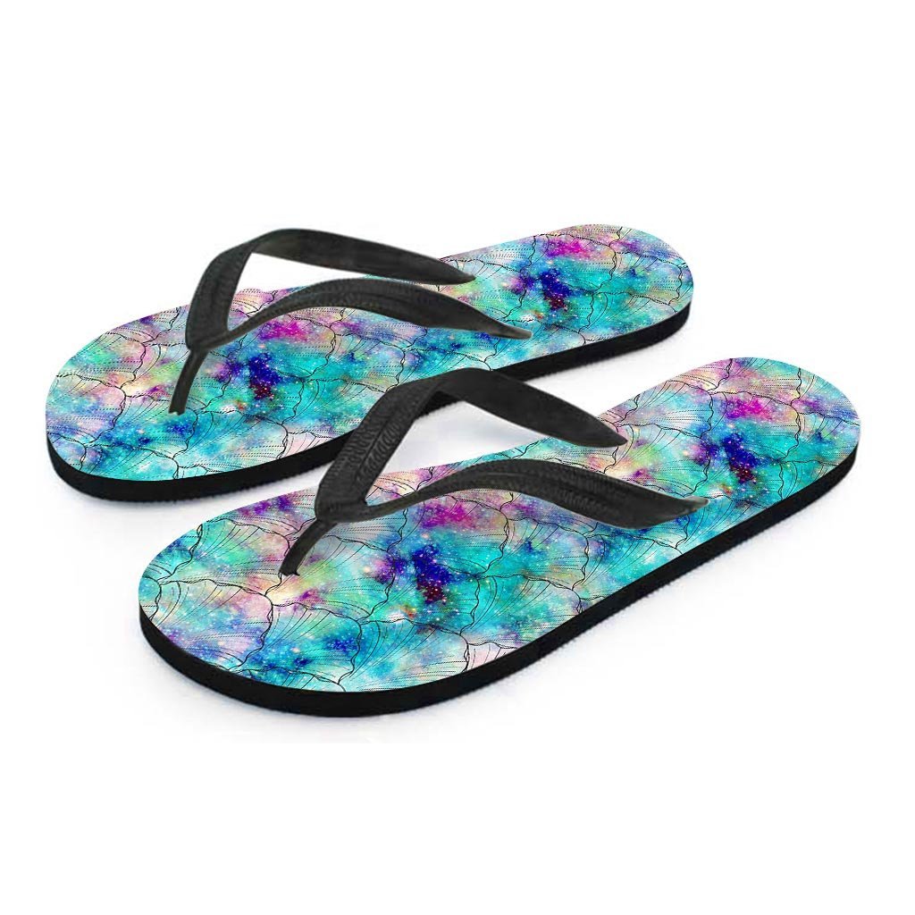 Mermaid Galaxy Print Women's Flip Flops-grizzshop