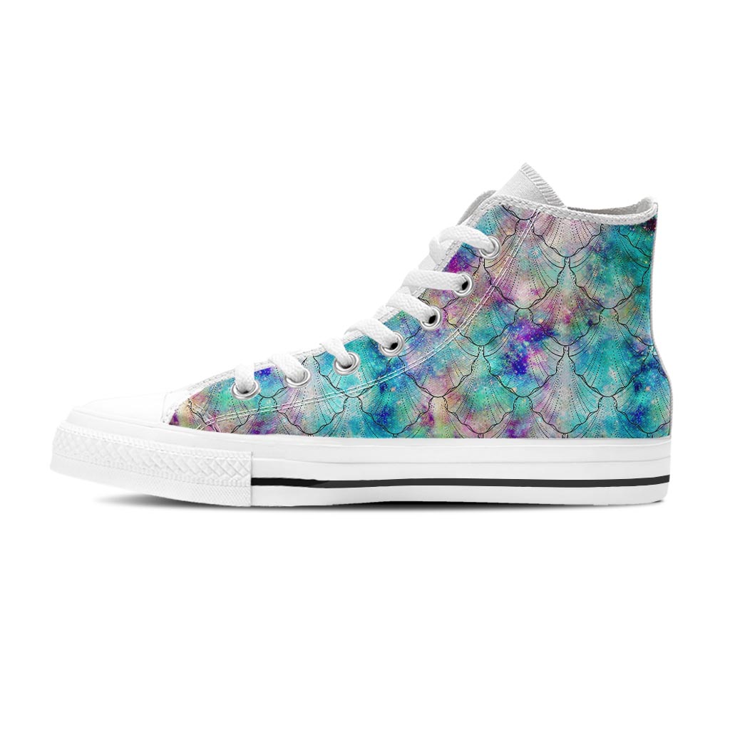 Mermaid Galaxy Print Women's High Top Shoes-grizzshop