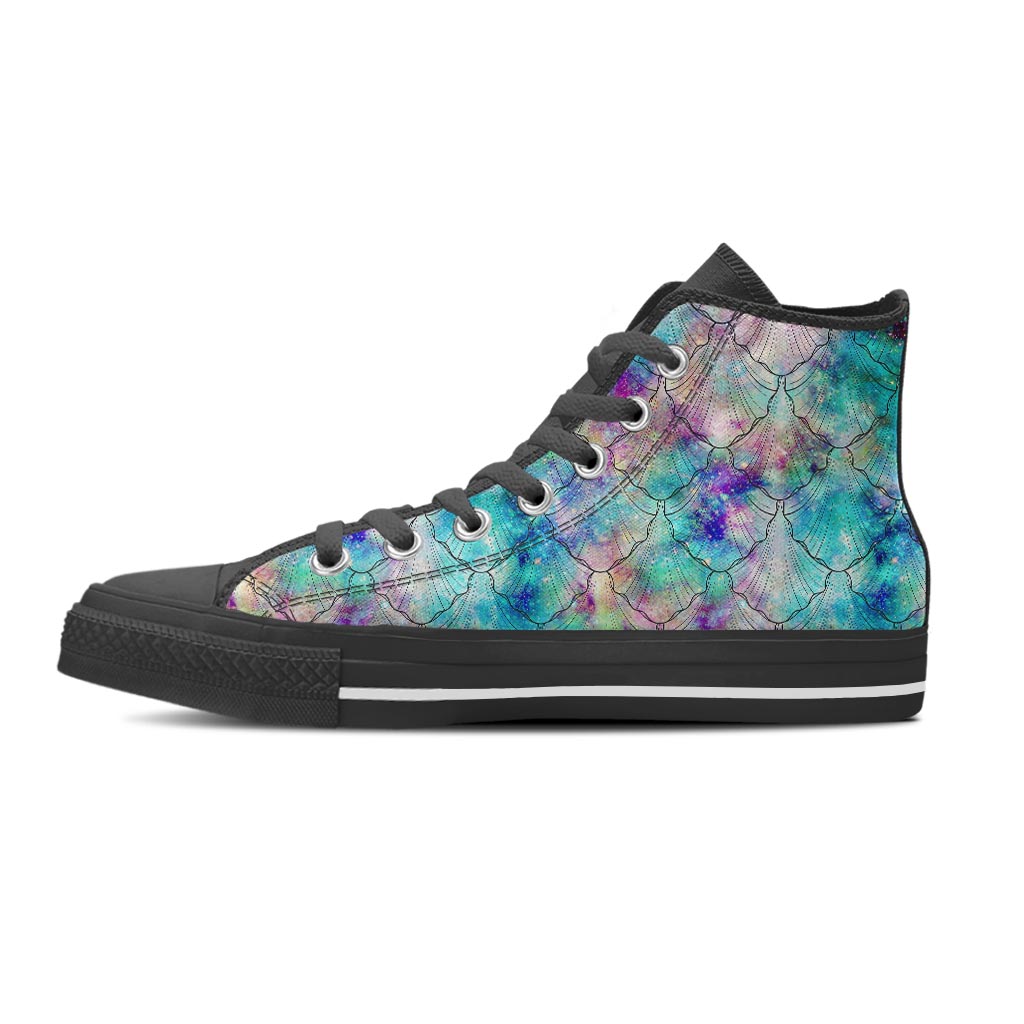 Mermaid Galaxy Print Women's High Top Shoes-grizzshop