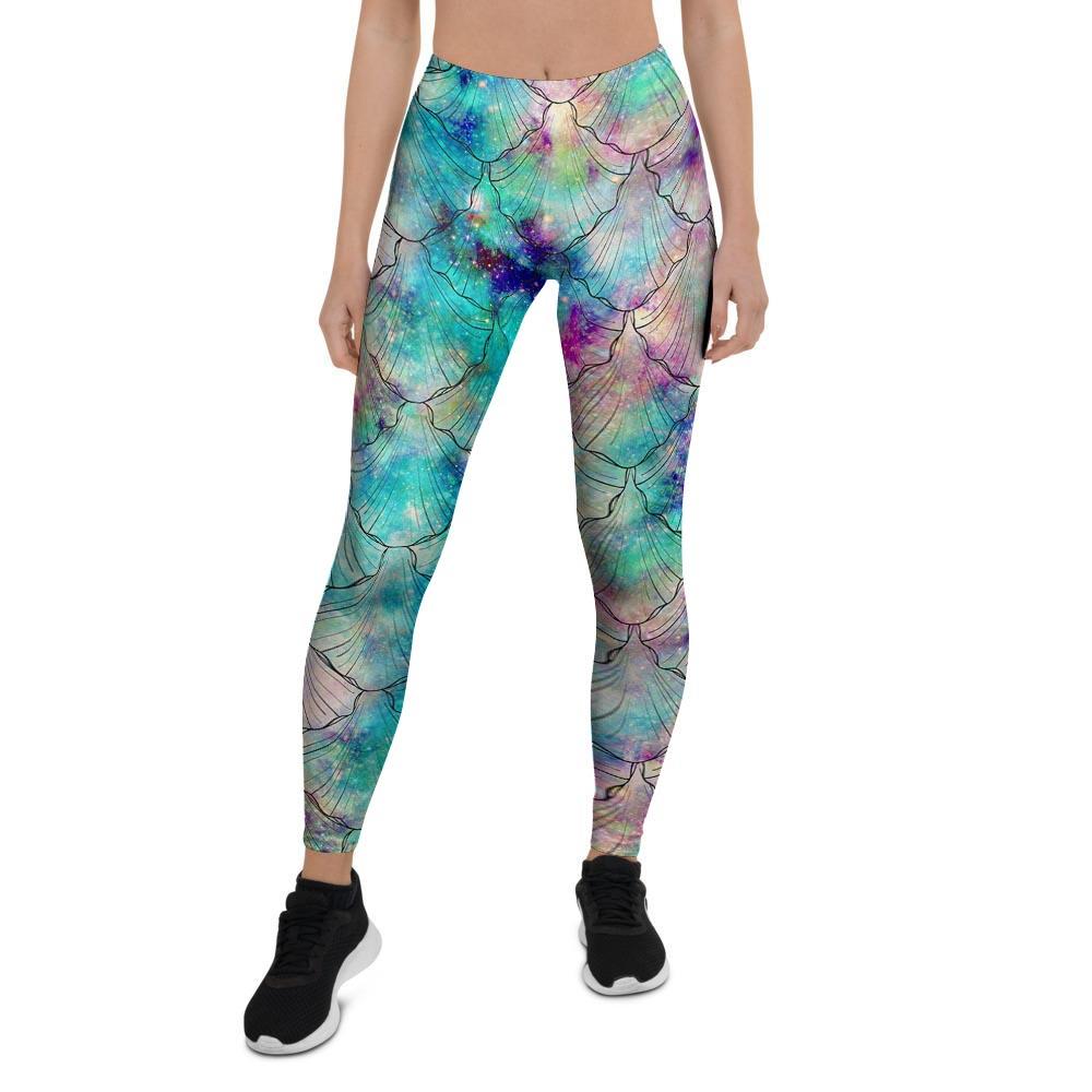 Mermaid Galaxy Print Women's Leggings-grizzshop