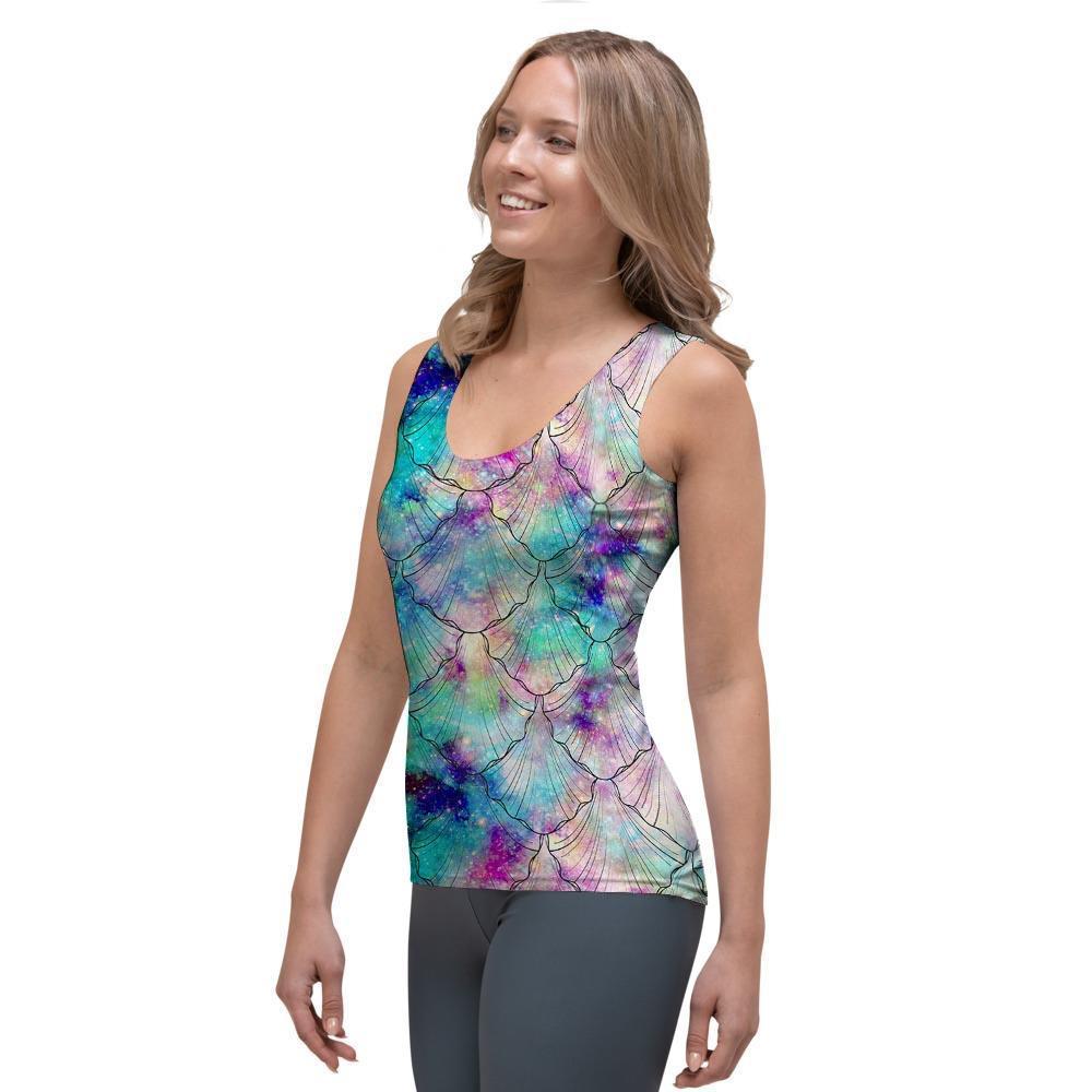 Mermaid Galaxy Print Women's Tank Top-grizzshop
