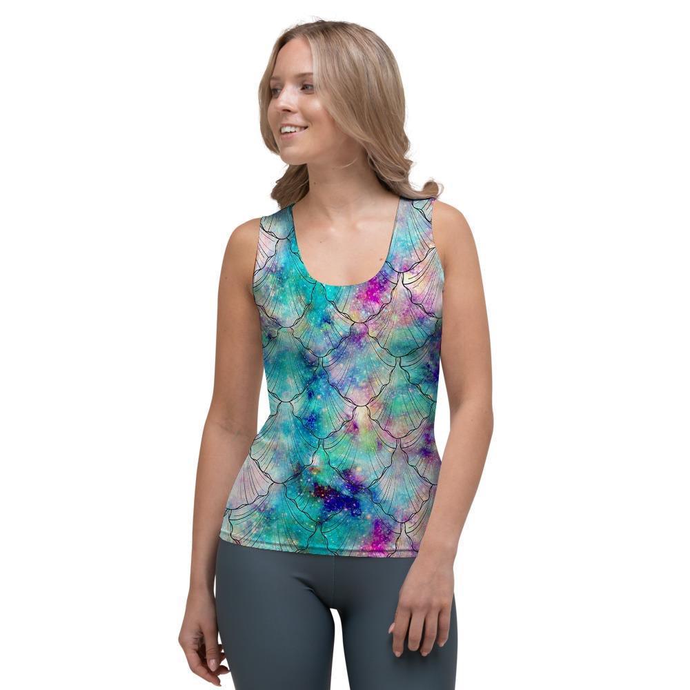 Mermaid Galaxy Print Women's Tank Top-grizzshop