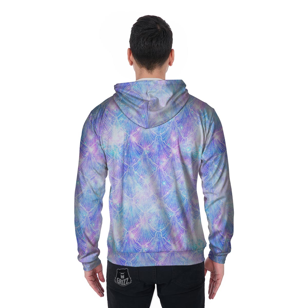 Mermaid Galaxy Space Men's Zip Up Hoodie-grizzshop