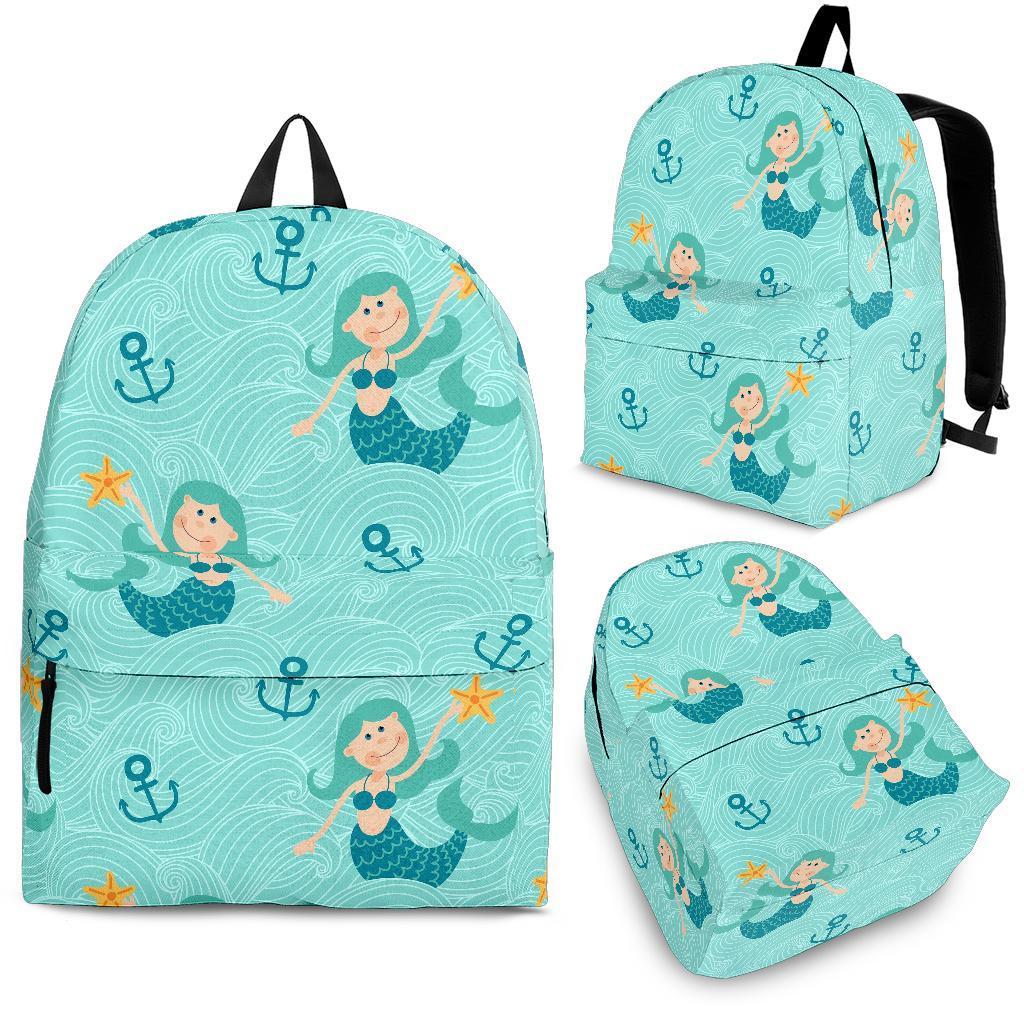 Mermaid Pastel Pattern Print Backpack-grizzshop