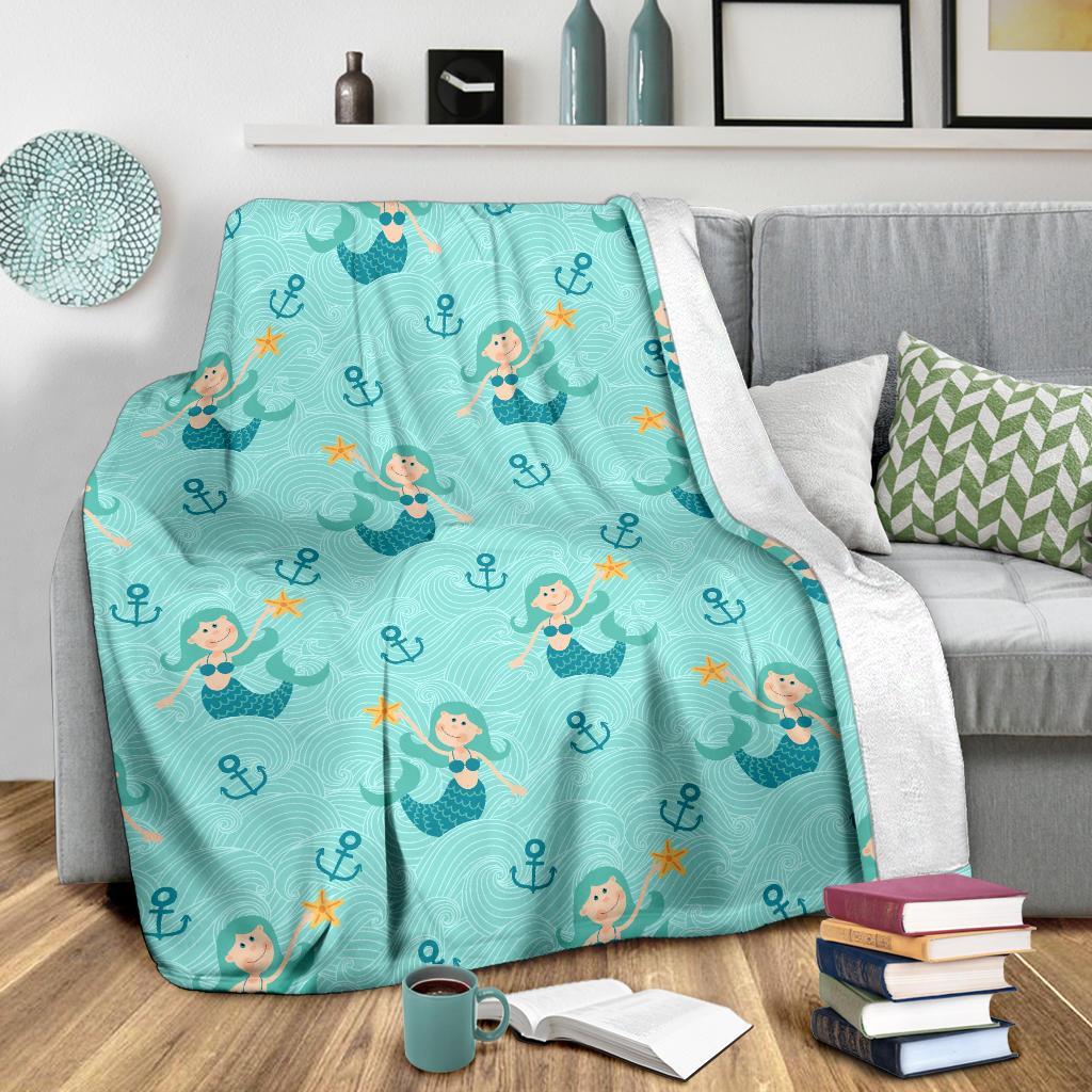 Mermaid Pastel Pattern Print Blanket-grizzshop