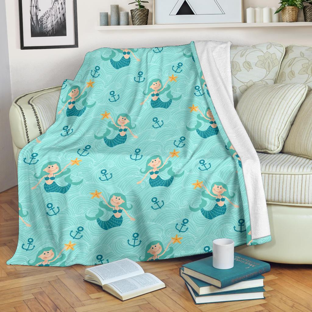 Mermaid Pastel Pattern Print Blanket-grizzshop