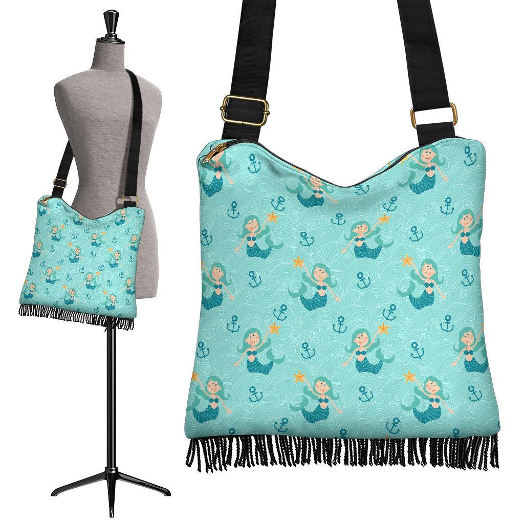 Mermaid Pastel Pattern Print Crossbody bags-grizzshop