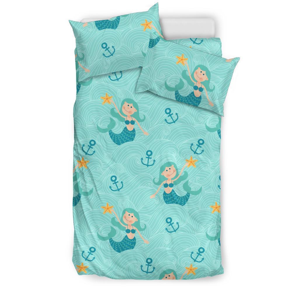 Mermaid Pastel Pattern Print Duvet Cover Bedding Set-grizzshop