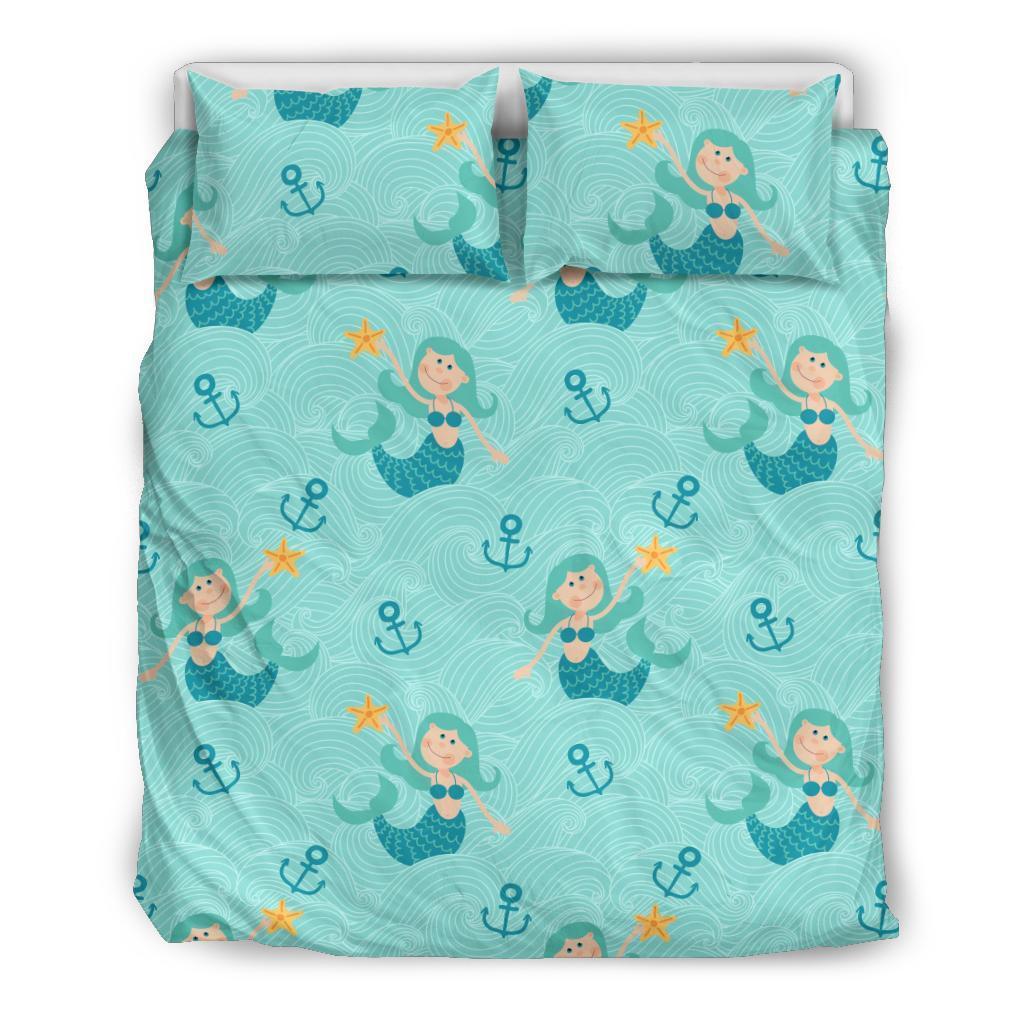 Mermaid Pastel Pattern Print Duvet Cover Bedding Set-grizzshop