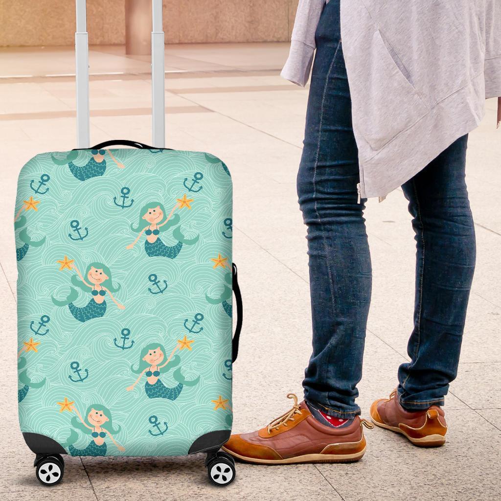 Mermaid Pastel Pattern Print Luggage Cover Protector-grizzshop