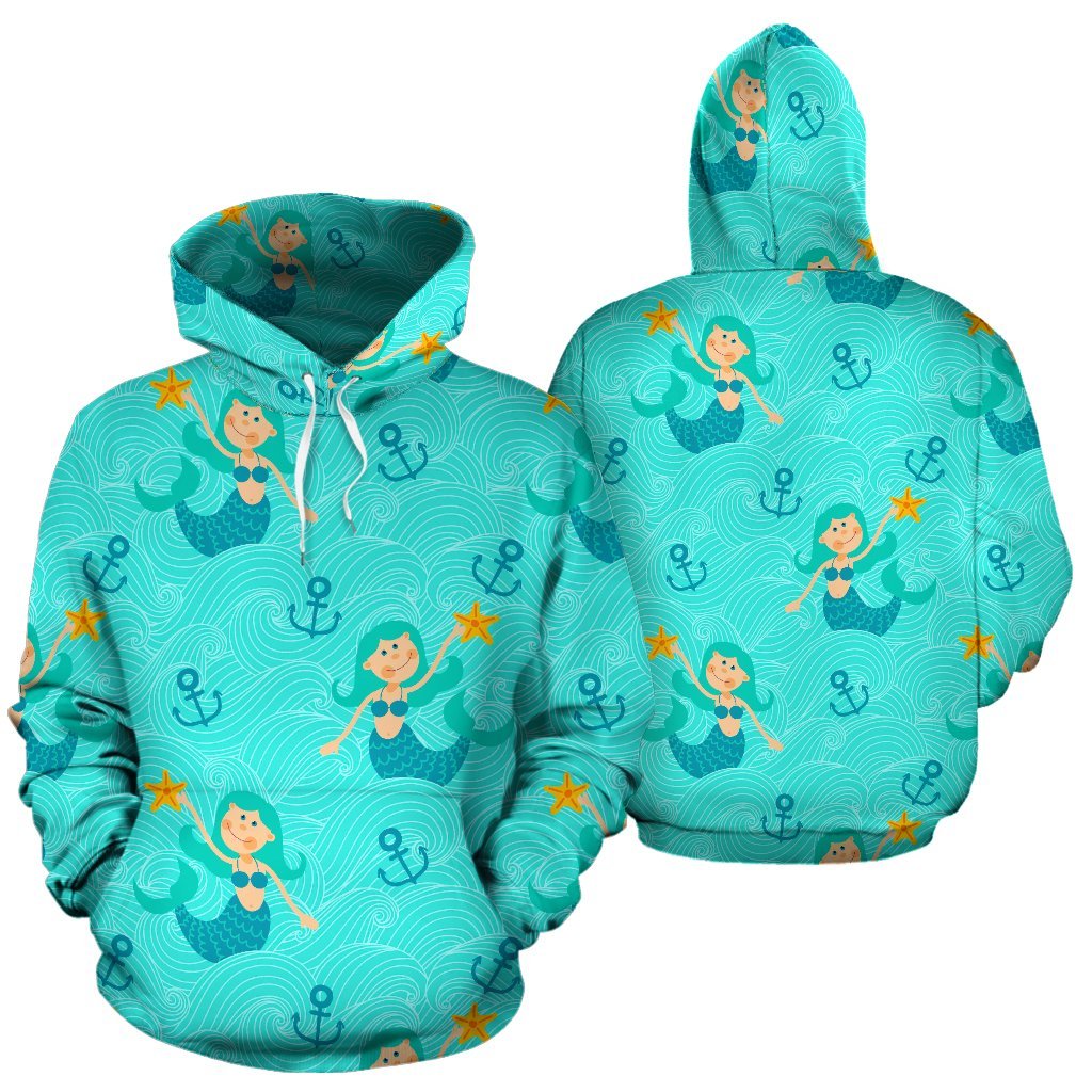 Mermaid Pastel Pattern Print Men Women Pullover Hoodie-grizzshop