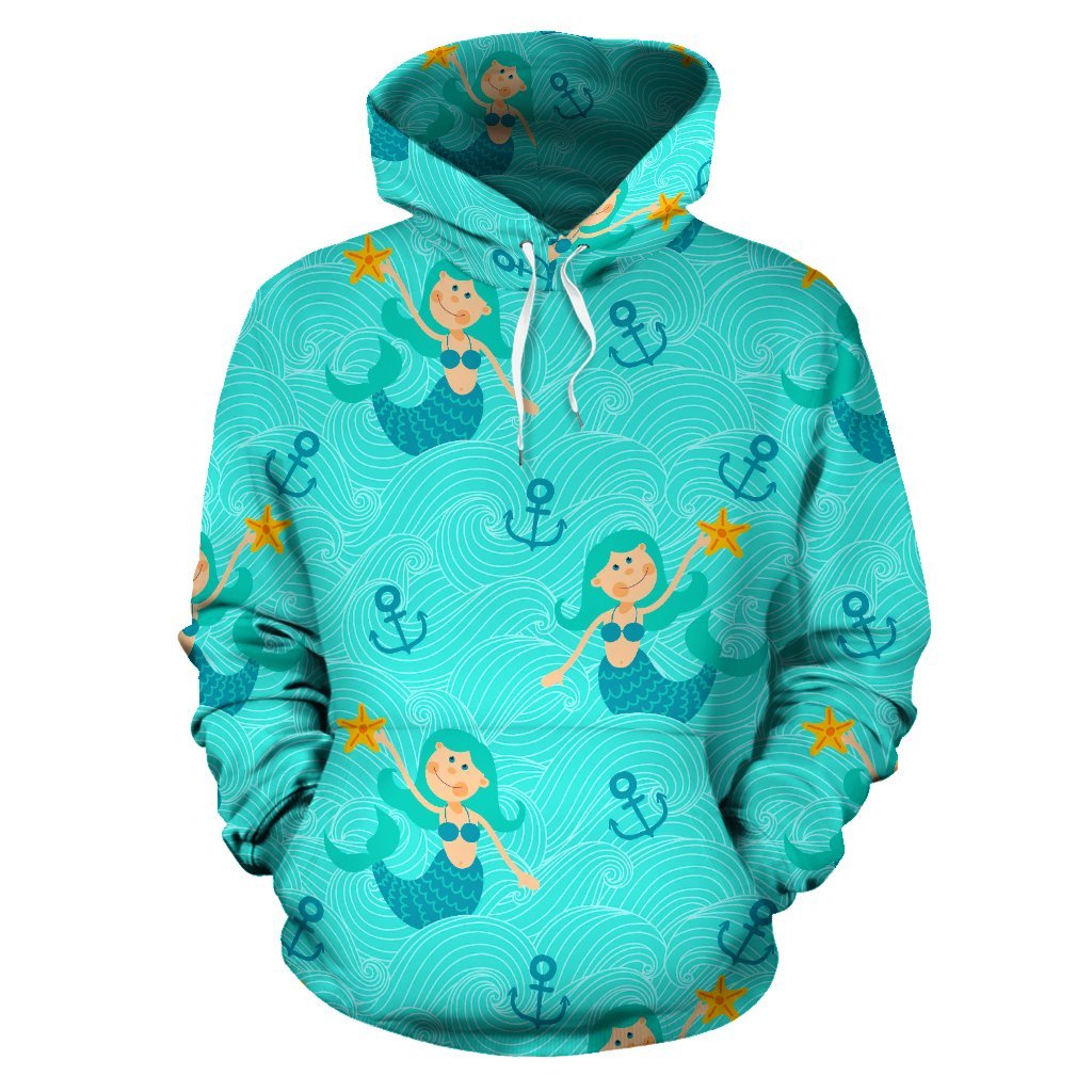 Mermaid Pastel Pattern Print Men Women Pullover Hoodie-grizzshop