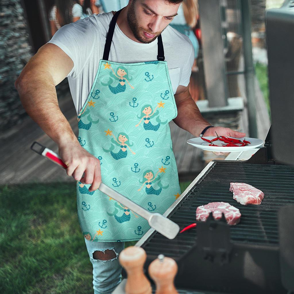 Mermaid Pastel Pattern Print Men's Apron-grizzshop