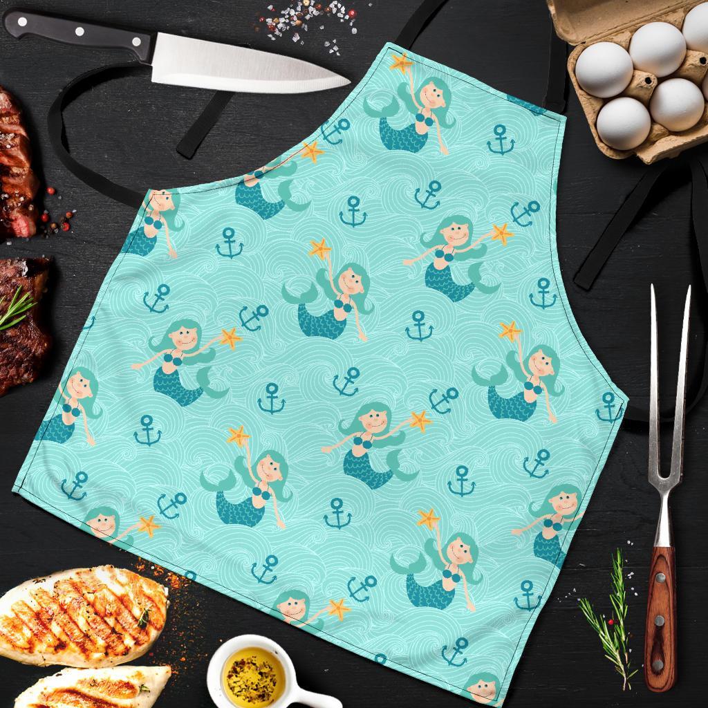 Mermaid Pastel Pattern Print Men's Apron-grizzshop