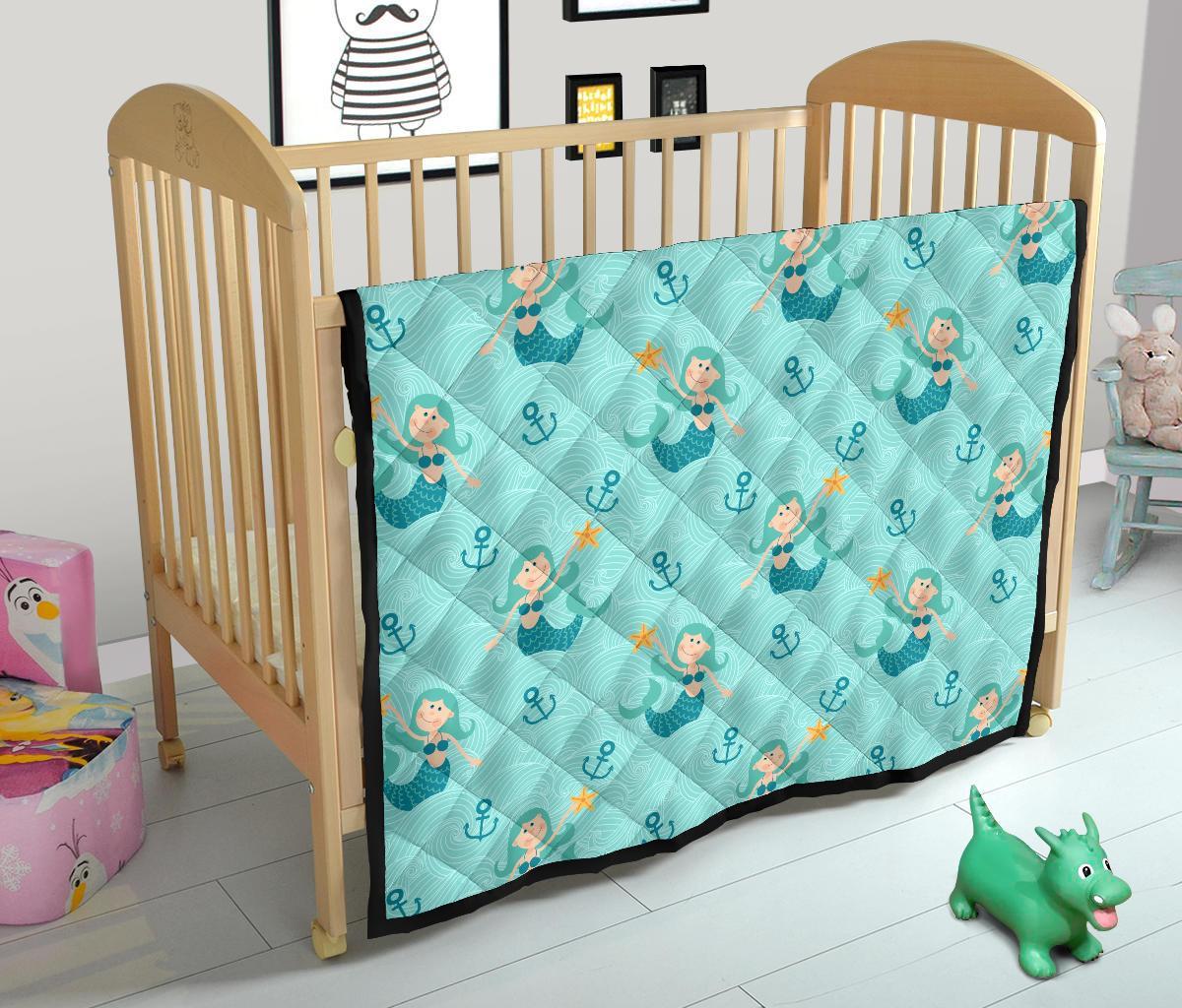 Mermaid Pastel Pattern Print Quilt-grizzshop