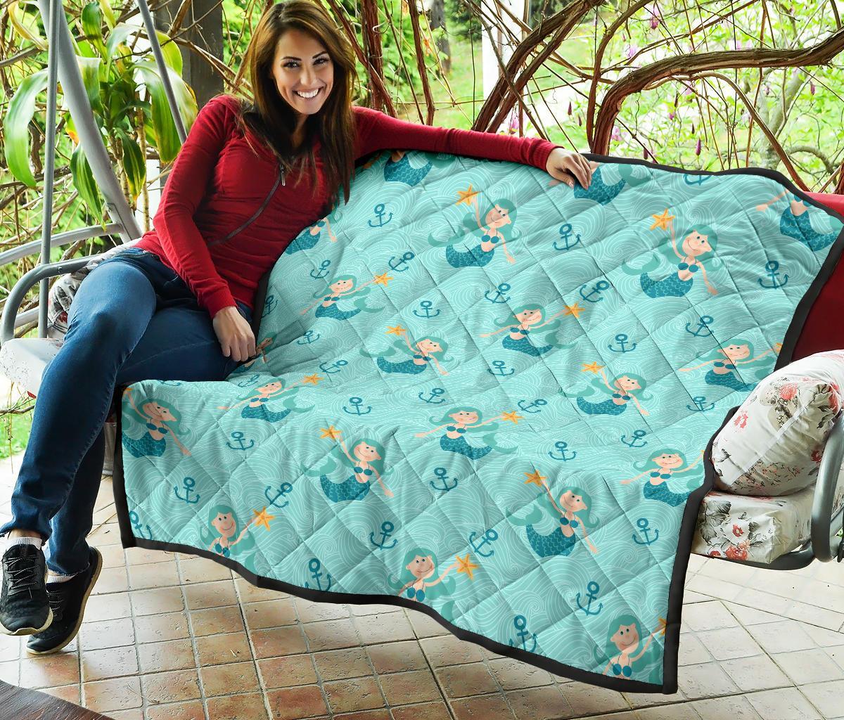 Mermaid Pastel Pattern Print Quilt-grizzshop