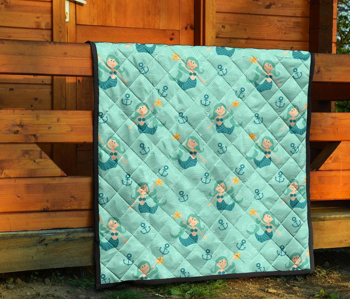 Mermaid Pastel Pattern Print Quilt-grizzshop