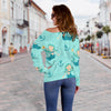 Mermaid Pastel Pattern Print Women Off Shoulder Sweatshirt-grizzshop