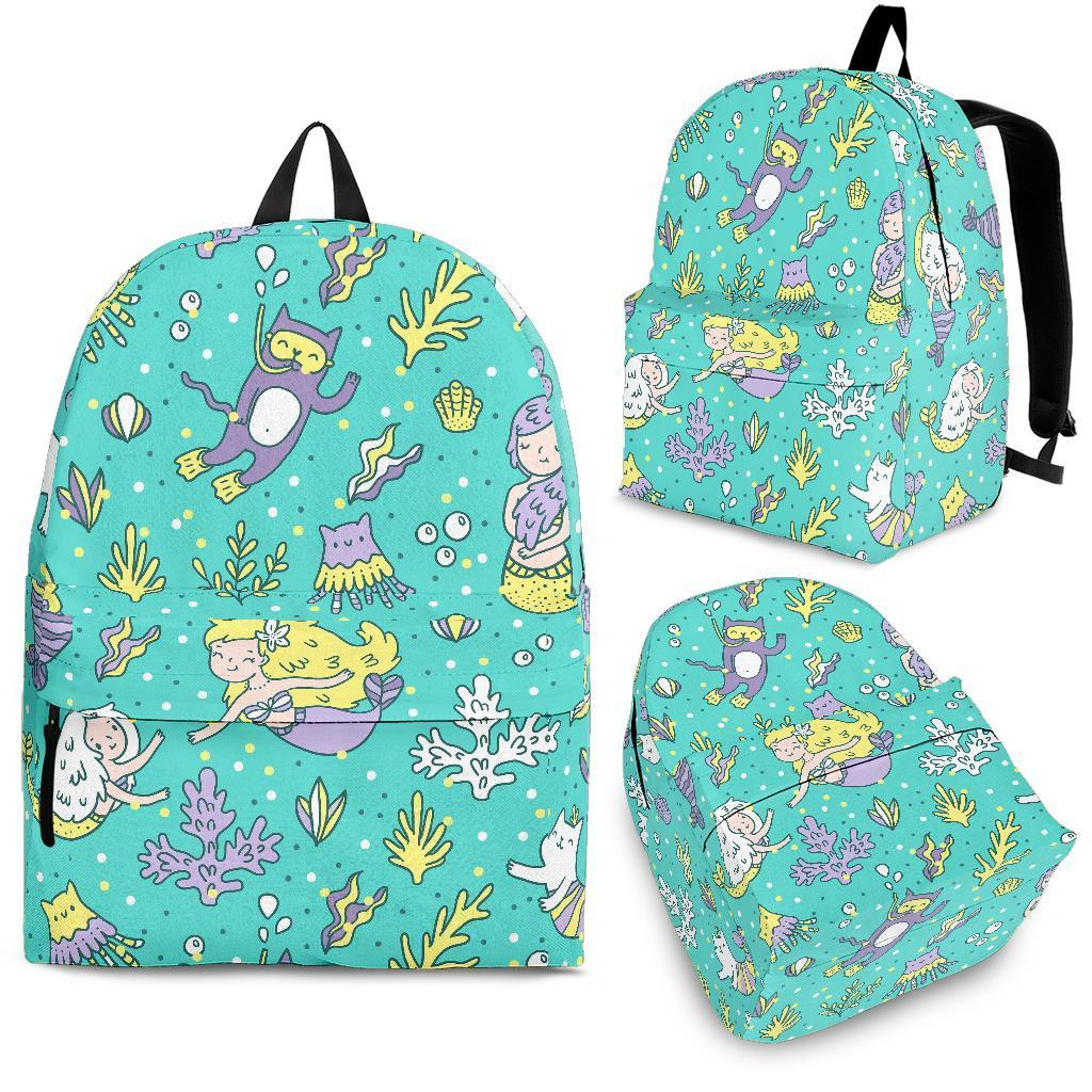 Mermaid Pattern Print Backpack-grizzshop