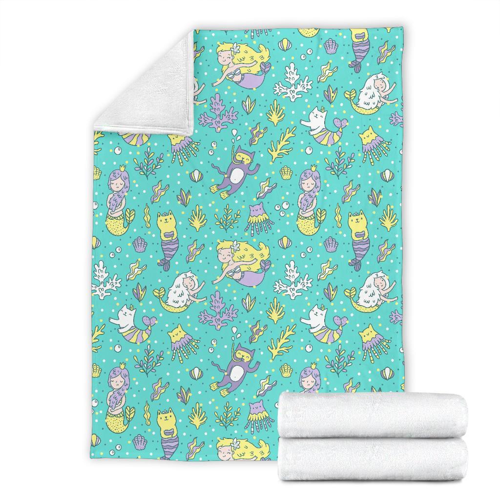 Mermaid Pattern Print Blanket-grizzshop