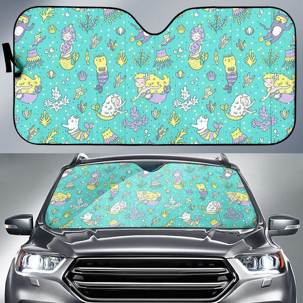 Mermaid Pattern Print Car Sun Shade-grizzshop