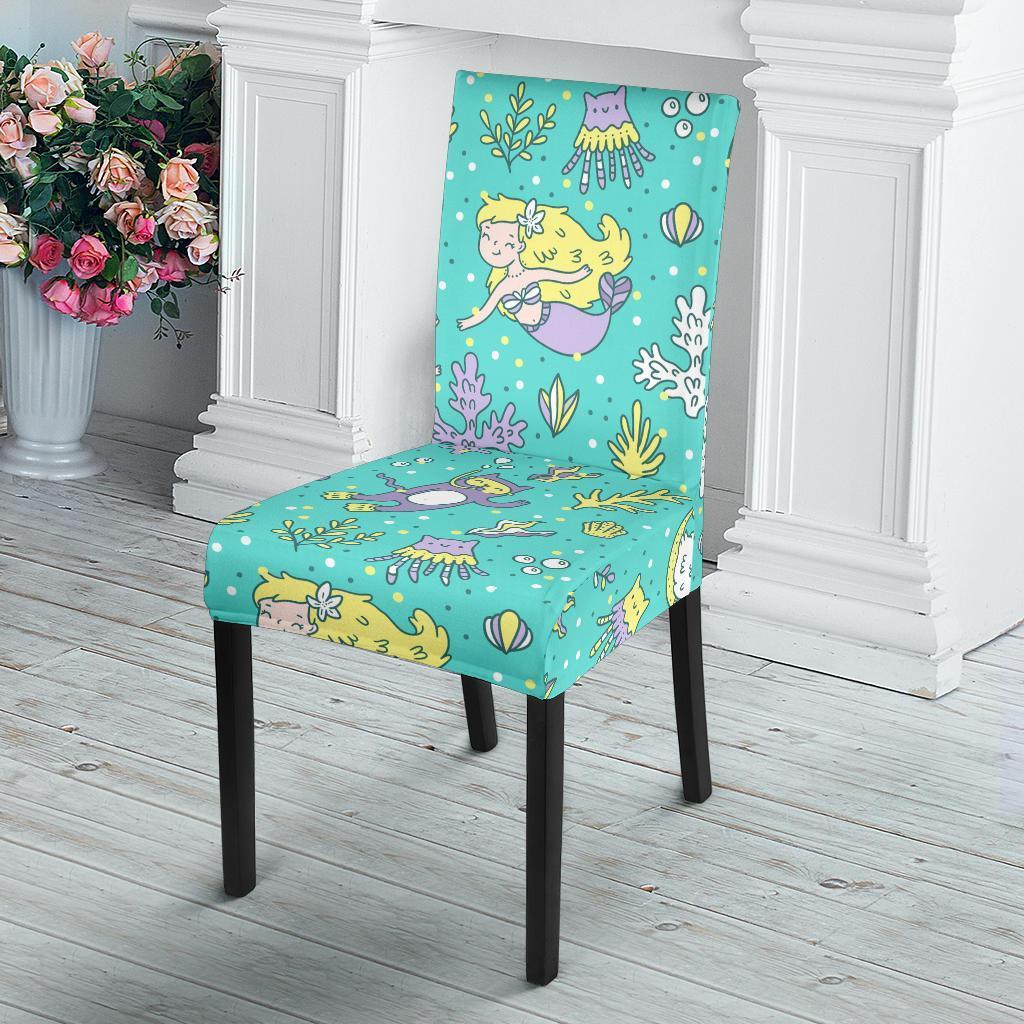 Mermaid Pattern Print Chair Cover-grizzshop