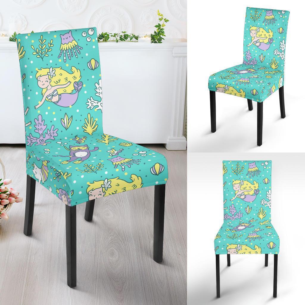 Mermaid Pattern Print Chair Cover-grizzshop