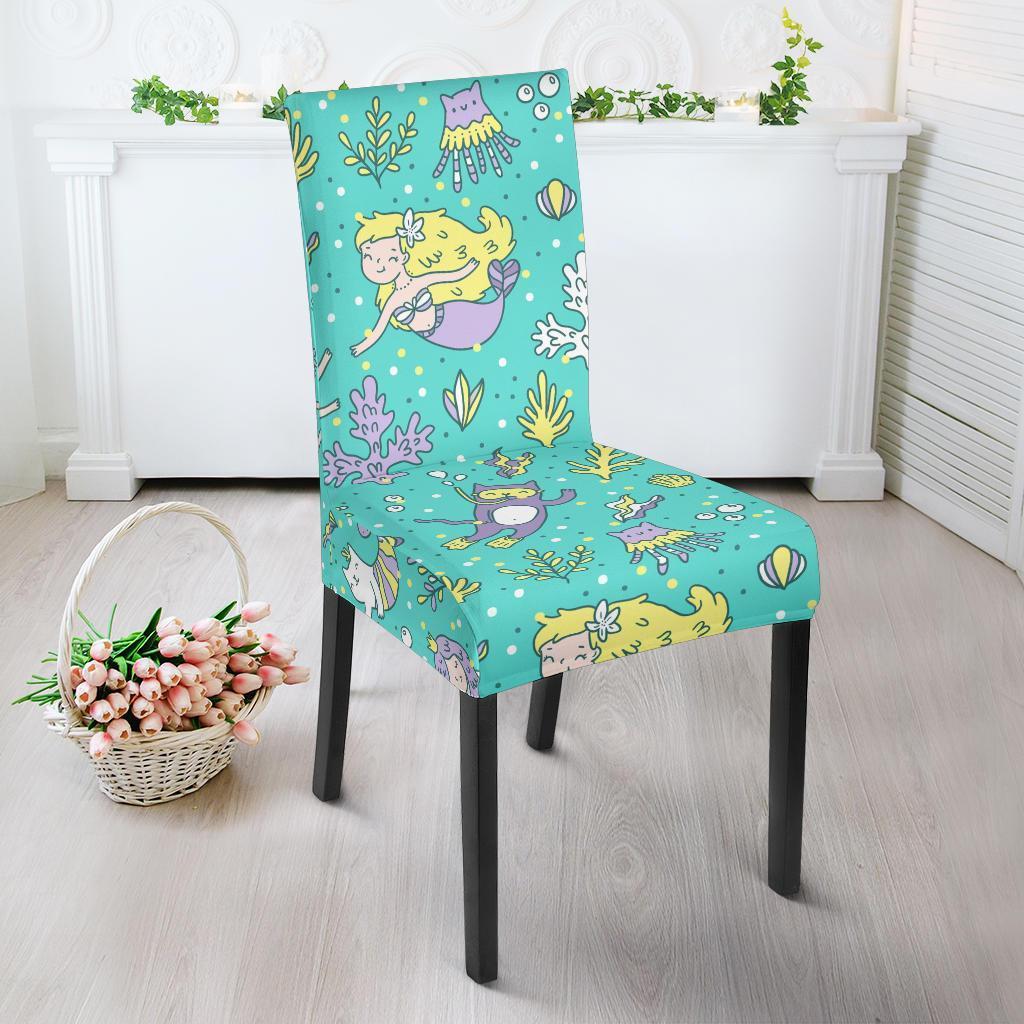 Mermaid Pattern Print Chair Cover-grizzshop