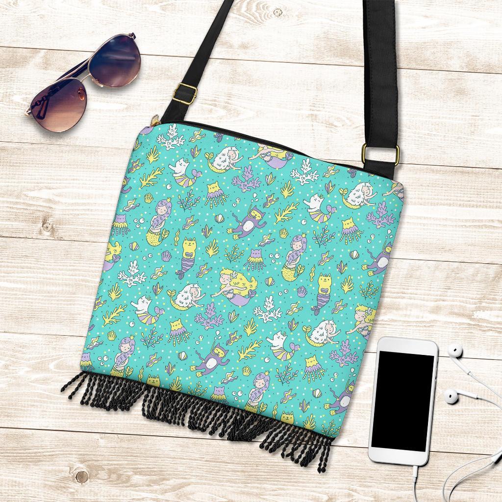 Mermaid Pattern Print Crossbody bags-grizzshop