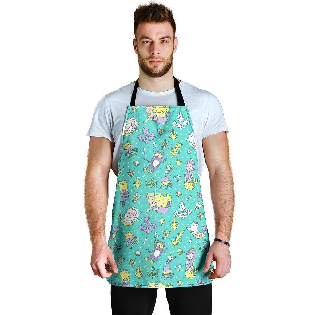 Mermaid Pattern Print Men's Apron-grizzshop