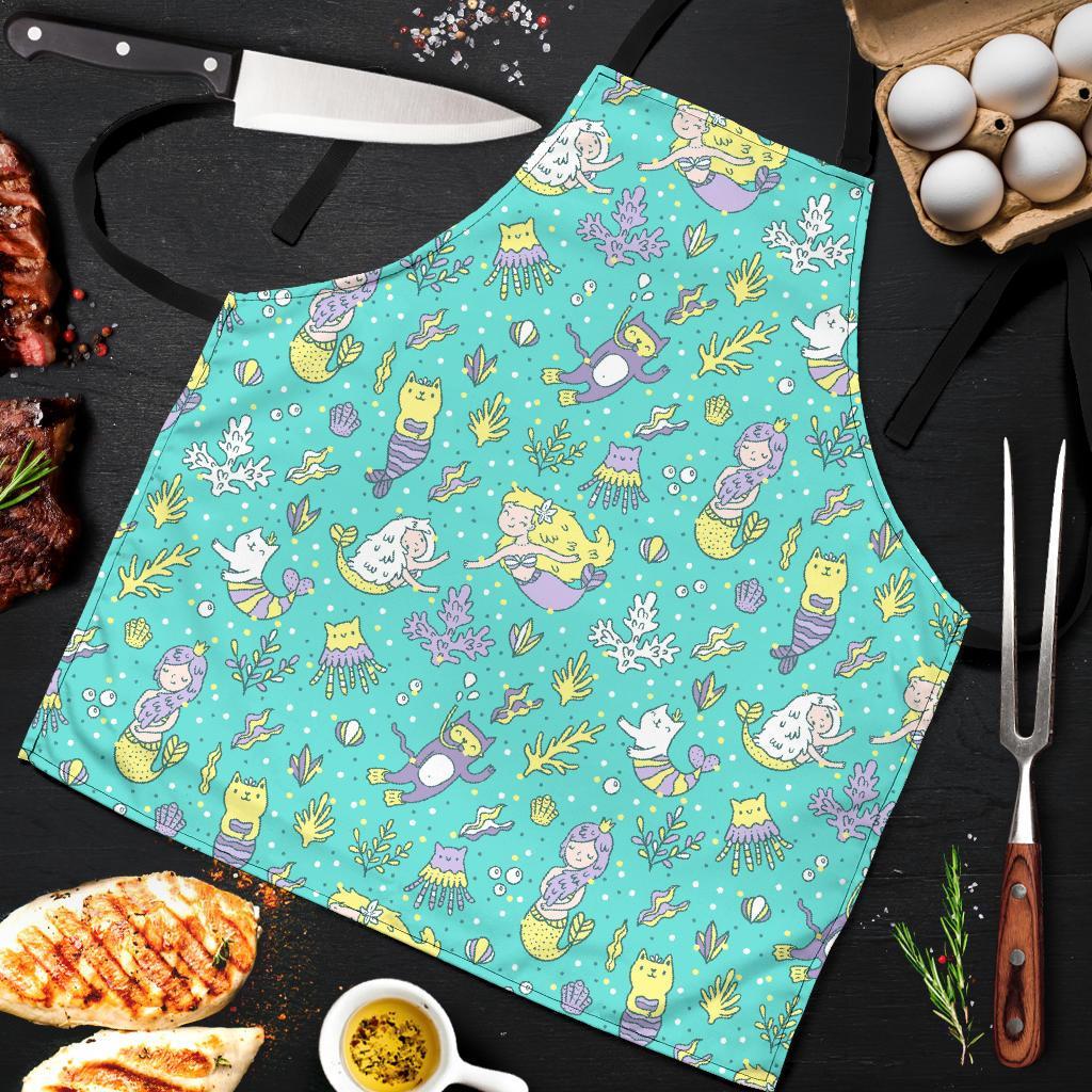 Mermaid Pattern Print Men's Apron-grizzshop