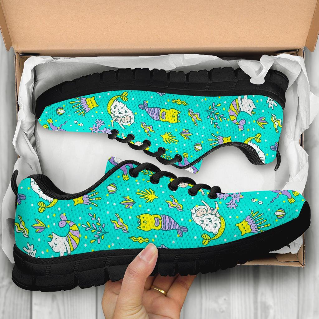 Mermaid Pattern Print Sneaker Shoes For Men Women-grizzshop