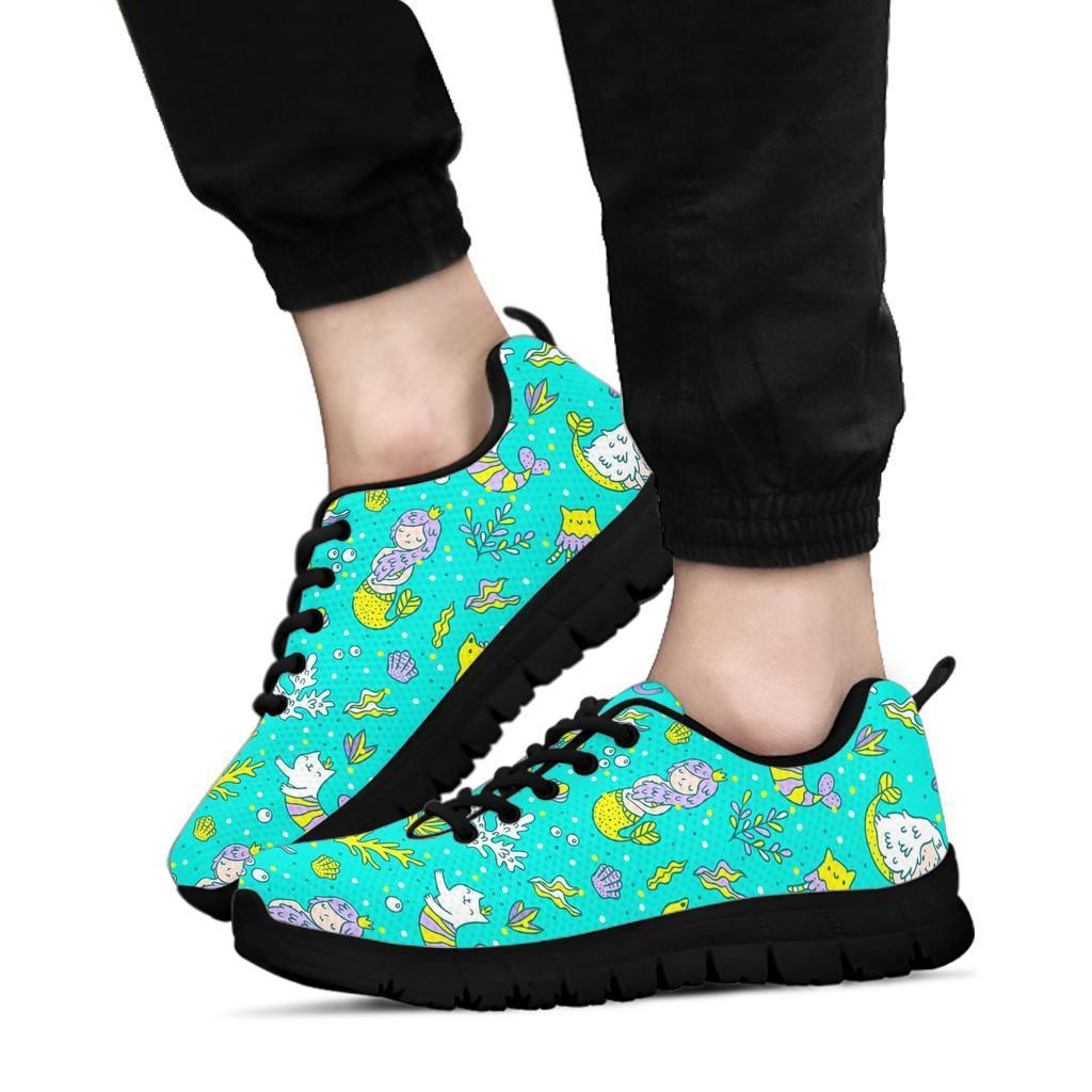 Mermaid Pattern Print Sneaker Shoes For Men Women-grizzshop