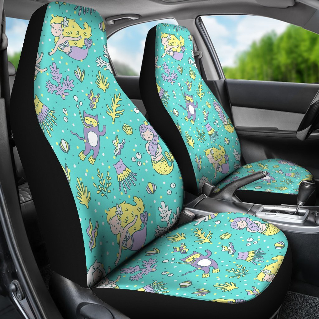 Mermaid Pattern Print Universal Fit Car Seat Covers-grizzshop