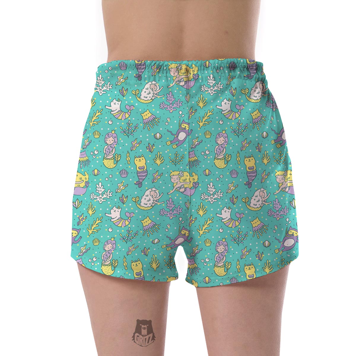 Mermaid Pattern Print Women's Shorts-grizzshop