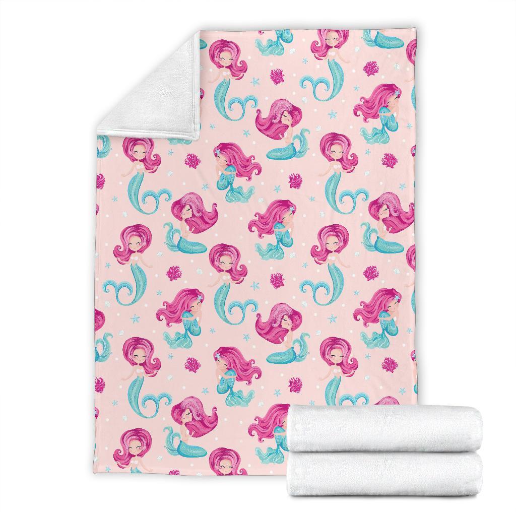 Mermaid Pink Pattern Print Blanket-grizzshop