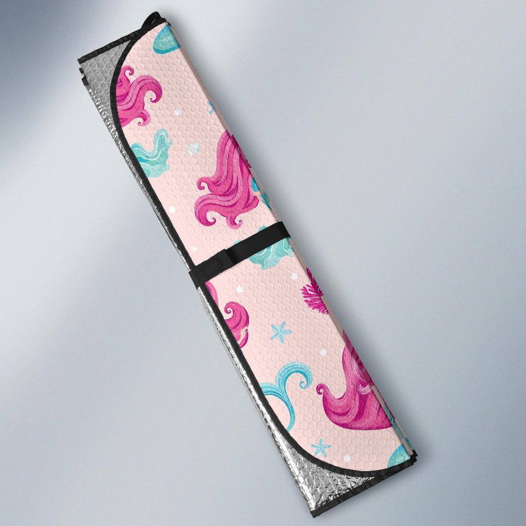Mermaid Pink Pattern Print Car Sun Shade-grizzshop