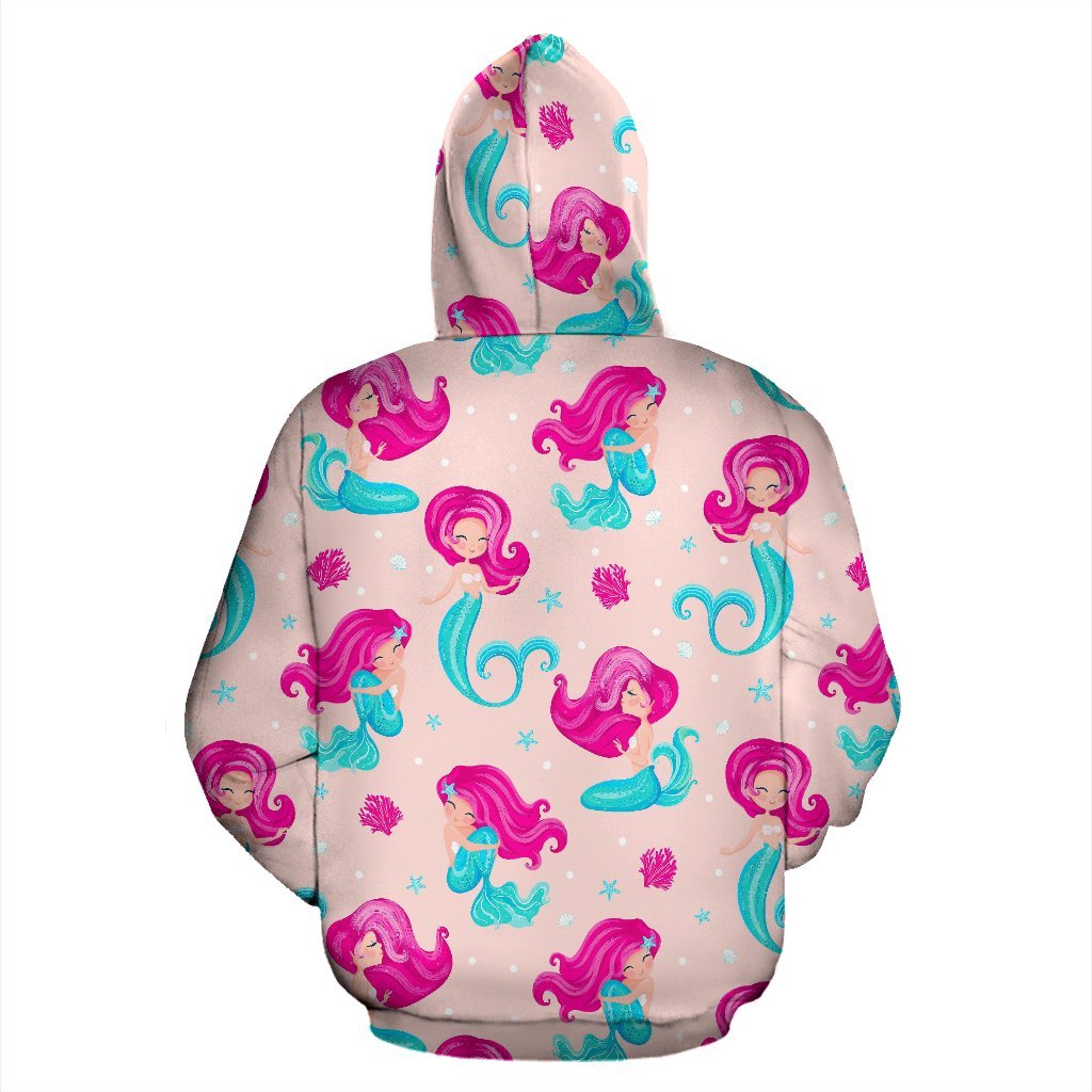 Mermaid Pink Pattern Print Men Women Pullover Hoodie-grizzshop