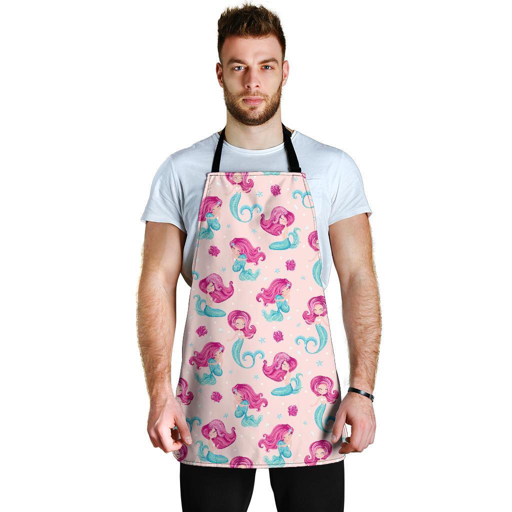 Mermaid Pink Pattern Print Men's Apron-grizzshop