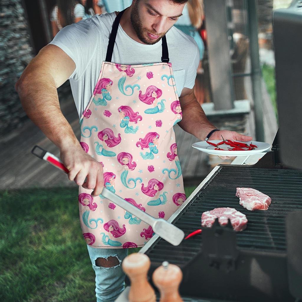 Mermaid Pink Pattern Print Men's Apron-grizzshop