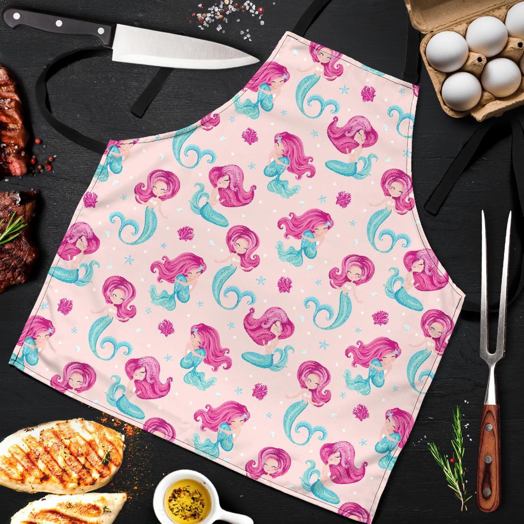 Mermaid Pink Pattern Print Men's Apron-grizzshop