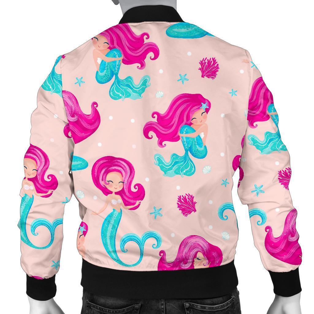 Mermaid Pink Pattern Print Men's Bomber Jacket-grizzshop