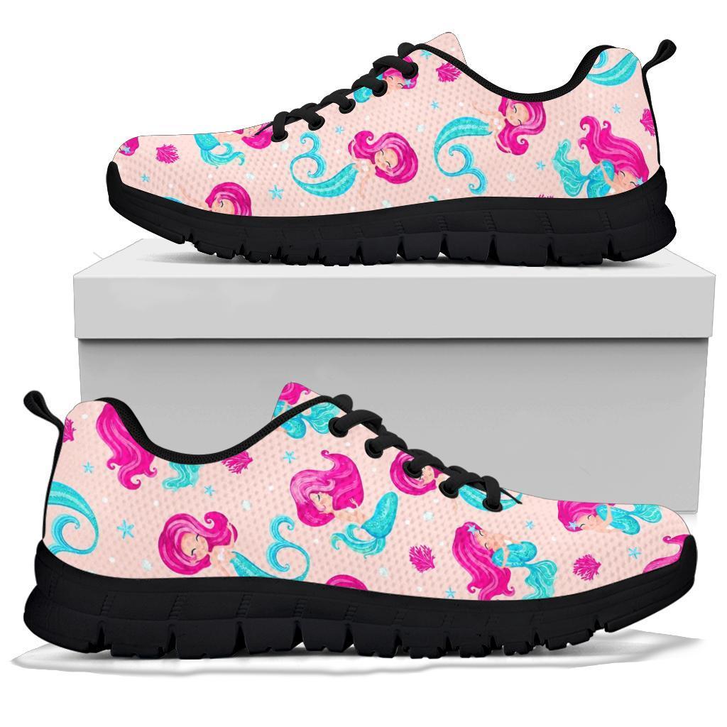 Mermaid Pink Pattern Print Sneaker Shoes For Men Women-grizzshop