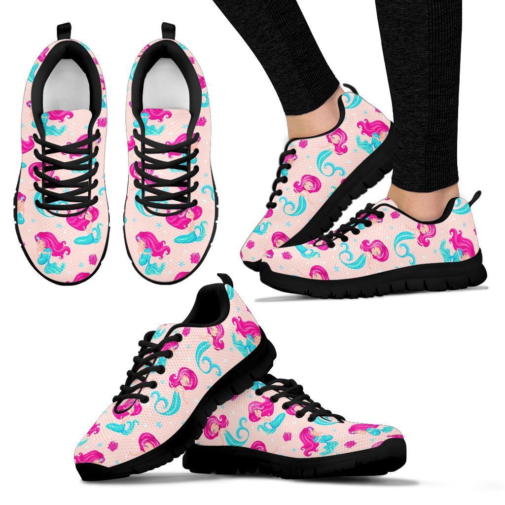 Mermaid Pink Pattern Print Sneaker Shoes For Men Women-grizzshop