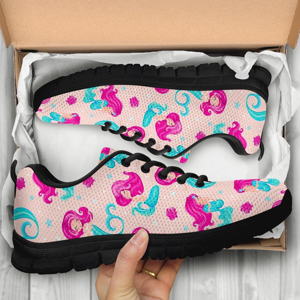 Mermaid Pink Pattern Print Sneaker Shoes For Men Women-grizzshop