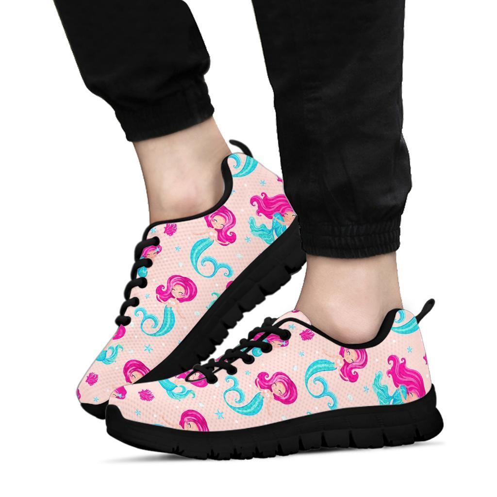 Mermaid Pink Pattern Print Sneaker Shoes For Men Women-grizzshop